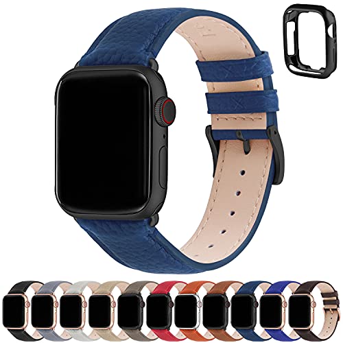 Fullmosa Kompatibel mit Apple Watch Armband 44mm 46mm 45mm 42mm 49mm Damen Herren, Echtes Leder Ersatzarmbänder für iwatch SE Series 10 9 8 7 6 5 4 3 2 1 Ultra, Dunkelblau+Rauchgraue Schnalle Fullmosa Kompatibel mit Apple Watch Armband 44mm 46mm 45mm 42mm 49mm Damen Herren, Echtes Leder Ersatzarmbänder für iwatch SE Series 10 9 8 7 6 5 4 3 2 1 Ultra, Dunkelblau+Rauchgraue Schnalle von Fullmosa