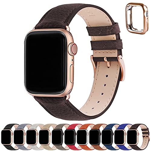 Fullmosa Kompatibel mit Apple Watch Armband 44mm 46mm 45mm 42mm 49mm Damen Herren, Echtes Leder Ersatzarmbänder für iwatch SE Series 10 9 8 7 6 5 4 3 2 1 Ultra, Kaffee+Roségoldene Schnalle Fullmosa Kompatibel mit Apple Watch Armband 44mm 46mm 45mm 42mm 49mm Damen Herren, Echtes Leder Ersatzarmbänder für iwatch SE Series 10 9 8 7 6 5 4 3 2 1 Ultra, Kaffee+Roségoldene Schnalle von Fullmosa