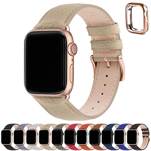 Fullmosa Kompatibel mit Apple Watch Armband 44mm 46mm 45mm 42mm 49mm Damen Herren, Echtes Leder Ersatzarmbänder für iwatch SE Series 10 9 8 7 6 5 4 3 2 1 Ultra, Khaki +Roségoldene Schnalle Fullmosa Kompatibel mit Apple Watch Armband 44mm 46mm 45mm 42mm 49mm Damen Herren, Echtes Leder Ersatzarmbänder für iwatch SE Series 10 9 8 7 6 5 4 3 2 1 Ultra, Khaki +Roségoldene Schnalle von Fullmosa