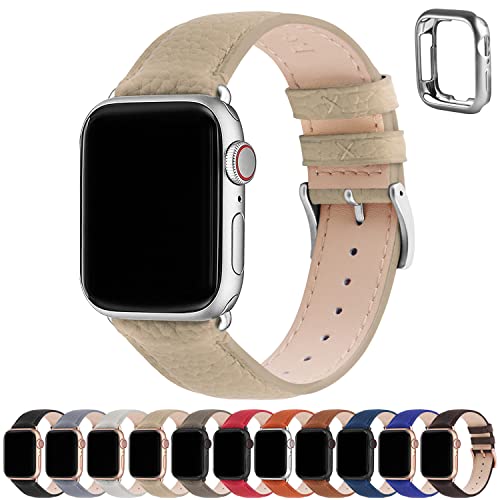 Fullmosa Kompatibel mit Apple Watch Armband 44mm 46mm 45mm 42mm 49mm Damen Herren, Echtes Leder Ersatzarmbänder für iwatch SE Series 10 9 8 7 6 5 4 3 2 1 Ultra, Khaki +Silberne Schnalle Fullmosa Kompatibel mit Apple Watch Armband 44mm 46mm 45mm 42mm 49mm Damen Herren, Echtes Leder Ersatzarmbänder für iwatch SE Series 10 9 8 7 6 5 4 3 2 1 Ultra, Khaki +Silberne Schnalle von Fullmosa