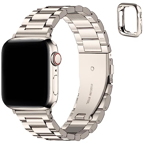 Fullmosa Kompatibel mit Apple Watch Armband Ultra 2/Ultra 49mm, Metall Ersatzband für Ultra 2/Ultra 49mm Edelstahl iWatch Bands Sternenlicht von Fullmosa