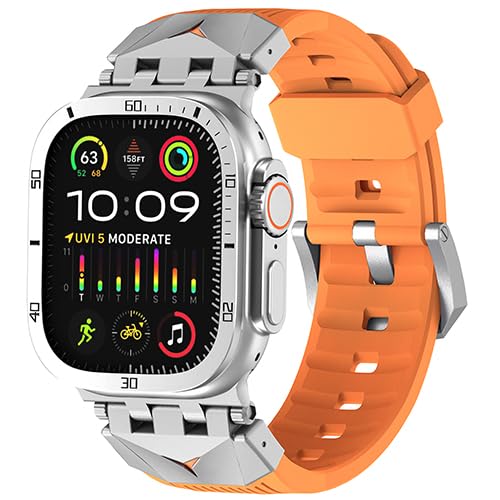 Fullmosa Kompatibel mit Apple Watch Armband Ultra 2/Ultra 49mm, Robuste TPU Apple Watch Armbänder mit Dauerhaftem Metallanschluss und Displayschutzfolie für Männer von Fullmosa