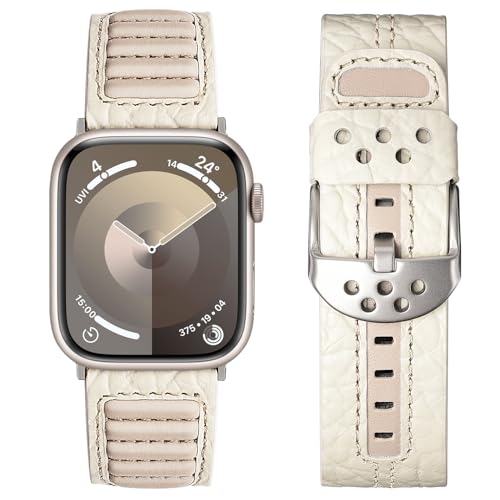 Fullmosa Kompatibel mit Apple Watch Armband 46mm 45mm 49mm 44mm 42mm 38mm 40mm,Herren Leder Ersatzarmbänder für iWatch Series Ultra 2 Ultra Series 10 9 8 7 6 SE 5 4 3 2 1 von Fullmosa