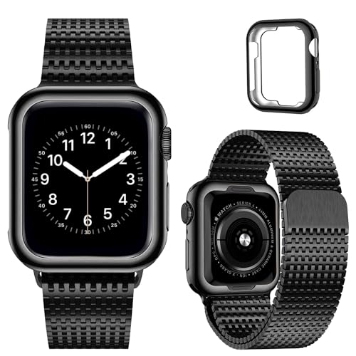 Fullmosa Kompatibel mit Apple Watch Series Ultra2/ Ultra Armband 49mm mit Hülle, Magnetisch Edelstahl Ersatzarmband für iwatch Armbänder 49mm Schwarz von Fullmosa