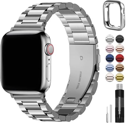 Fullmosa Kompatibel mit Apple Watch Armband Series 10 46mm Damen Herren, Metallarmband Edelstahl Ersatzarmband für iwatch Serie 10, Silber Fullmosa Kompatibel mit Apple Watch Armband Series 10 46mm Damen Herren, Metallarmband Edelstahl Ersatzarmband für iwatch Serie 10, Silber von Fullmosa