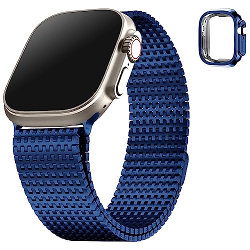 Fullmosa Kompatibel mit Series Ultra2/ Ultra Armband 49mm mit Hülle, Magnetisch Edelstahl Ersatzarmband für iwatch Armbänder 49mm Blau von Fullmosa