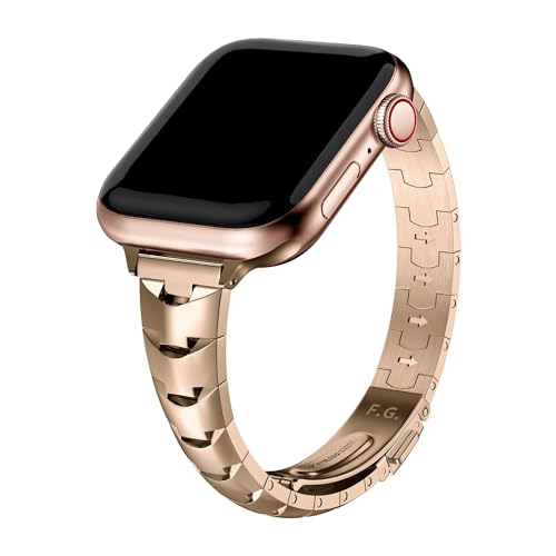 Fullmosa Metall Armband Kompatibel Apple Watch Armband SE 40mm 41mm 38mm für Damen Frauen, Glitzeres Schlankes Schlangen Armband für iWatch SE Serie 9 8 7 6 5 4 3 2 1, Roségold von Fullmosa