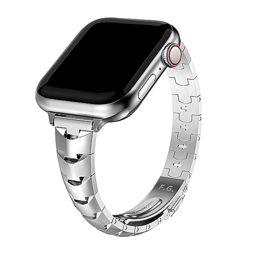 Fullmosa Kompatible mit Apple Watch Armband 38mm 40mm 41mm Damen Edelstahl Bands, schlankes und dünnes Ersatzband für iWatch Series 9 SE 8 7 6 5 4 3 2 1, Silber von Fullmosa