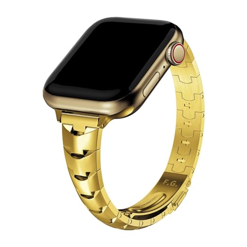 Fullmosa Kompatible mit Apple Watch Armband 49mm 45mm 44mm 42mm Damen Edelstahl Bands, schlankes und dünnes Ersatzband für iWatch Ultra SE Series 9 8 7 6 5 4 3 2 1, Gold von Fullmosa