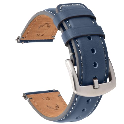 Fullmosa Leder Uhrenarmband mit Edelstahl Metall Schließe, Vintage-Ersatzarmband, Uhrenarmband 22mm 20mm 18mm, Armband Zubehör für Herren Damen Kompatibel mit Huawei Samsung Amazfit Smartwatch von Fullmosa