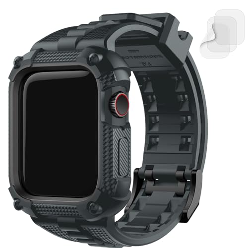 Fullmosa Schutzhülle mit Armband Kompatibel mit Apple Watch SE 44mm 45mm Series 9/8/7/6/5/4, Sport Ersatzarmbänder mit Robustes Stoßfestes Gehäuse für iWatch 44mm 45mm, Grau Fullmosa Schutzhülle mit Armband Kompatibel mit Apple Watch SE 44mm 45mm Series 9/8/7/6/5/4, Sport Ersatzarmbänder mit Robustes Stoßfestes Gehäuse für iWatch 44mm 45mm, Grau von Fullmosa