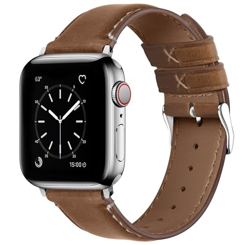 Fullmosa Leder Armband kompatibel mit Apple Watch Armband SE 40mm 41mm 38mm, Echt Lederarmband für iwatch SE Series 9/8/7/6/5/4/3/2/1 für Damen Herren von Fullmosa