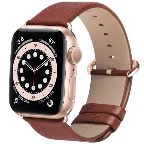 Fullmosa kompatibel mit Apple Watch Armband 40mm 42mm(Series 10) 41mm 38mm Ledderarmband, Leder Ersatzarmband für iwatch SE Series 10 9 8 7 6 5 4 3 2 1 Damen Herren, Braun + Roségoldene Schnalle Fullmosa kompatibel mit Apple Watch Armband 40mm 42mm(Series 10) 41mm 38mm Ledderarmband, Leder Ersatzarmband für iwatch SE Series 10 9 8 7 6 5 4 3 2 1 Damen Herren, Braun + Roségoldene Schnalle von Fullmosa