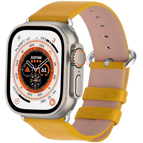 Fullmosa kompatibel mit Apple Watch Armband 40mm 42mm(Series 10) 41mm 38mm Ledderarmband, Leder Ersatzarmband für iwatch SE Series 10 9 8 7 6 5 4 3 2 1 Damen Herren, Gelb Fullmosa kompatibel mit Apple Watch Armband 40mm 42mm(Series 10) 41mm 38mm Ledderarmband, Leder Ersatzarmband für iwatch SE Series 10 9 8 7 6 5 4 3 2 1 Damen Herren, Gelb von Fullmosa