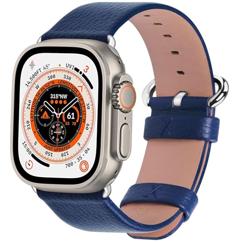 Fullmosa kompatibel mit Apple Watch Armband 44mm 46mm 42mm 45mm 49mm Ledderarmband, Leder Ersatzarmband für iwatch Ultra SE Series 10 9 8 7 6 5 4 3 2 1 Damen Herren, Dunkelblau Fullmosa kompatibel mit Apple Watch Armband 44mm 46mm 42mm 45mm 49mm Ledderarmband, Leder Ersatzarmband für iwatch Ultra SE Series 10 9 8 7 6 5 4 3 2 1 Damen Herren, Dunkelblau von Fullmosa