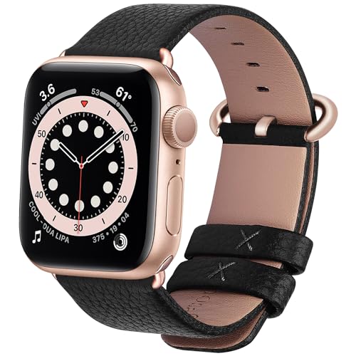 Fullmosa kompatibel mit Apple Watch Armband 44mm 46mm 42mm 45mm 49mm Ledderarmband, Leder Ersatzarmband für iwatch Ultra SE Series 10 9 8 7 6 5 4 3 2 1 Damen Herren,Schwarz + Roségoldene Schnalle Fullmosa kompatibel mit Apple Watch Armband 44mm 46mm 42mm 45mm 49mm Ledderarmband, Leder Ersatzarmband für iwatch Ultra SE Series 10 9 8 7 6 5 4 3 2 1 Damen Herren,Schwarz + Roségoldene Schnalle von Fullmosa