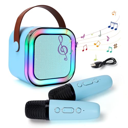 Kinder Mikrofon Karaoke Maschine für 7 8 9 Mädchen Junge: Karaoke Mikrofon Kinder Geschenke ab 5 6 7 8 Kinder Mikrofon Kinder für 4-12+ Kinder Bluetooth Karaoke Spielzeug für Kinder(2 Mikro Blau) von Fullove