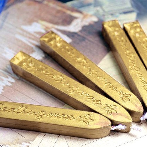 Fulltime 2 Stücke Siegelwachs Vintage Gold Manuskript Siegellack Sticks Dochte Für Brief (Gold) von Fulltime E-Gadget