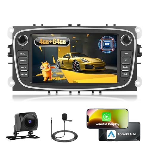 Fuluku 4+64G Android Autoradio für Ford Focus C-Max S-Max Mondeo Kuga Galaxy mit Wireless Carpaly&Android Auto, 7'' IPS Touch Screen Radio mit Bluetooth 5.0/GPS/Rückfahrkamera/FM/WiFi/SWC Fuluku 4+64G Android Autoradio für Ford Focus C-Max S-Max Mondeo Kuga Galaxy mit Wireless Carpaly&Android Auto, 7'' IPS Touch Screen Radio mit Bluetooth 5.0/GPS/Rückfahrkamera/FM/WiFi/SWC von Fuluku