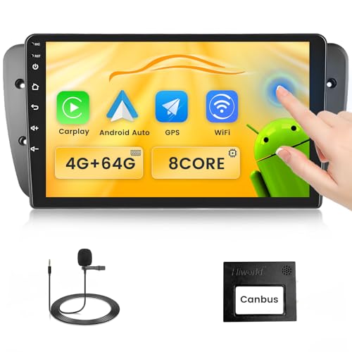 Fuluku 8 Core 4+64G Android 13 Autoradio für Seat Ibiza 2009-2013 mit Drahtlosem Carpaly & Android Auto & MirrorLink, 9'' IPS Bildschirm Autoradio mit Bluetooth 5.0/GPS/FM/WiFi/SWC/32EQ von Fuluku