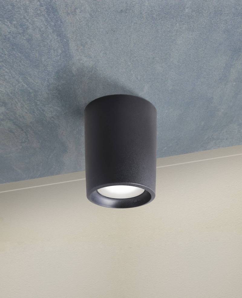 Downlight Livia Ø 18 cm schwarz/gefrostet Kunstharz E27 CCT von Fumagalli
