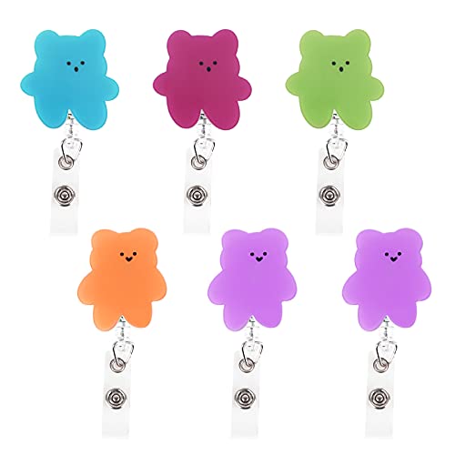 Fumanduo Einziehbare Ausweisjojo, 6 Stück Retractable Badge Holder mit Clip Abzeichen Rollen Clips ID Name Badge Holder für Kinder Krankenschwester Student (Skalierbare Länge: 8,5-64cm) 5 Farben von Fumanduo