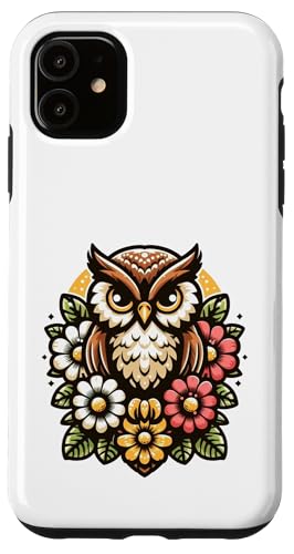 Eule Vogel Gartenblumen niedlich Hülle für iPhone 11 von Fun Sale Store