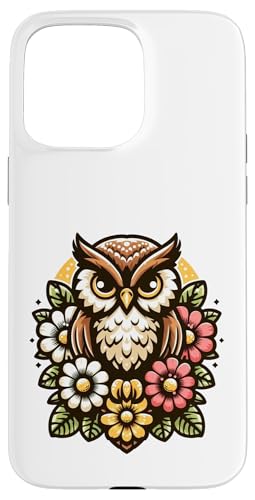 Eule Vogel Gartenblumen niedlich Hülle für iPhone 15 Pro Max von Fun Sale Store