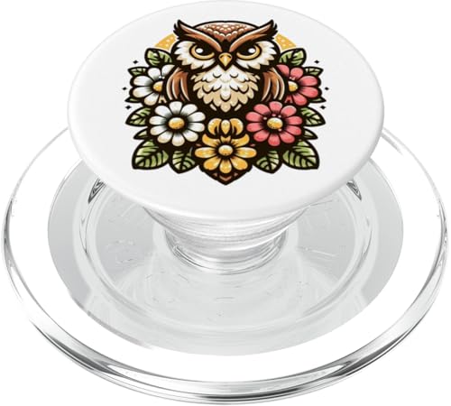 Eule Vogel Gartenblumen niedlich PopSockets PopGrip für MagSafe von Fun Sale Store