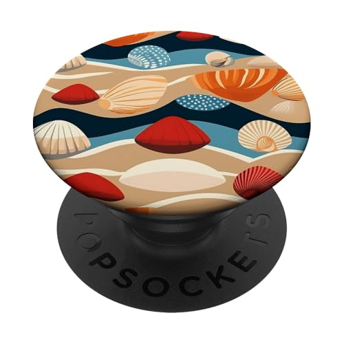 Muschel-Design, Strandmuster, Ozeanwellenkunst, Küste PopSockets Klebender PopGrip Muschel-Design, Strandmuster, Ozeanwellenkunst, Küste PopSockets Klebender PopGrip von Fun Summer Beach Designs