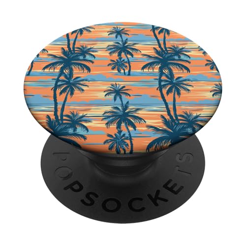 Retro-Palmen-Design, Sommer-Strand-Illustration, tropisch PopSockets Klebender PopGrip Retro-Palmen-Design, Sommer-Strand-Illustration, tropisch PopSockets Klebender PopGrip von Fun Summer Beach Designs