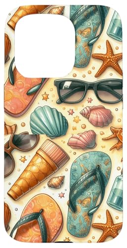 Sommer-Strand-Design, Muscheln, Seestern, Flip-Flops-Stil Hülle für iPhone 15 Pro Sommer-Strand-Design, Muscheln, Seestern, Flip-Flops-Stil Hülle für iPhone 15 Pro von Fun Summer Beach Designs