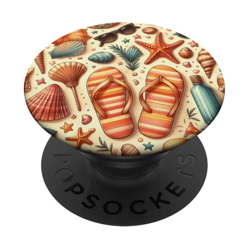 Strand, Sommer, tropisches Design, Muscheln, Strandartikel PopSockets Klebender PopGrip Strand, Sommer, tropisches Design, Muscheln, Strandartikel PopSockets Klebender PopGrip von Fun Summer Beach Designs