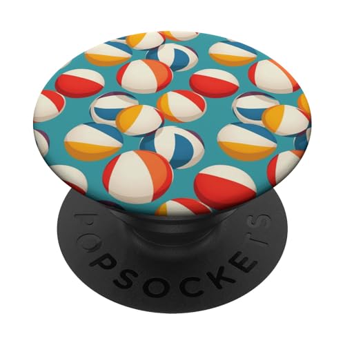 Strandball-Design, nahtloses Muster, Sommerspaß, bunt PopSockets Klebender PopGrip Strandball-Design, nahtloses Muster, Sommerspaß, bunt PopSockets Klebender PopGrip von Fun Summer Beach Designs