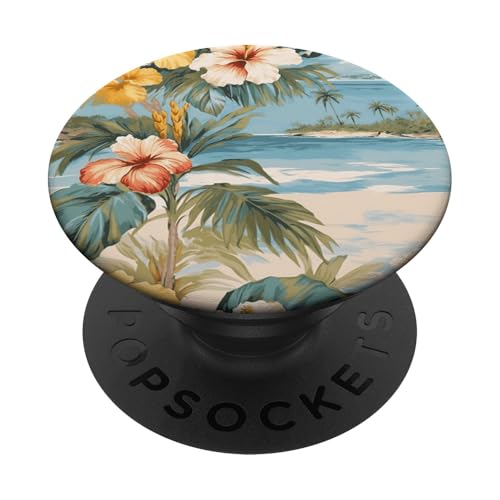 Tropischer Strand Hibiskus Blumendesign, Island Paradise Art PopSockets Klebender PopGrip Tropischer Strand Hibiskus Blumendesign, Island Paradise Art PopSockets Klebender PopGrip von Fun Summer Beach Designs