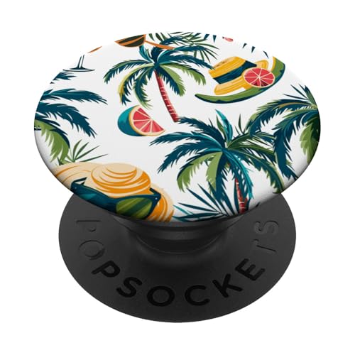 Tropisches Design, Sommerstimmung, Palmen-Design, Hut, Brille PopSockets Klebender PopGrip Tropisches Design, Sommerstimmung, Palmen-Design, Hut, Brille PopSockets Klebender PopGrip von Fun Summer Beach Designs