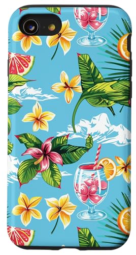 Tropisches Design, hawaiianische Blumen, Ananas-Frucht, Sommer Hülle für iPhone SE (2020) / 7 / 8 von Fun Summer Beach Designs
