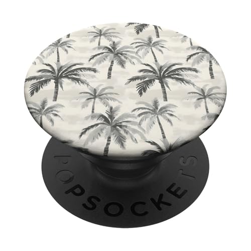 Tropisches Palmen-Design, graue Palmen-Illustration, Sommer PopSockets Klebender PopGrip Tropisches Palmen-Design, graue Palmen-Illustration, Sommer PopSockets Klebender PopGrip von Fun Summer Beach Designs