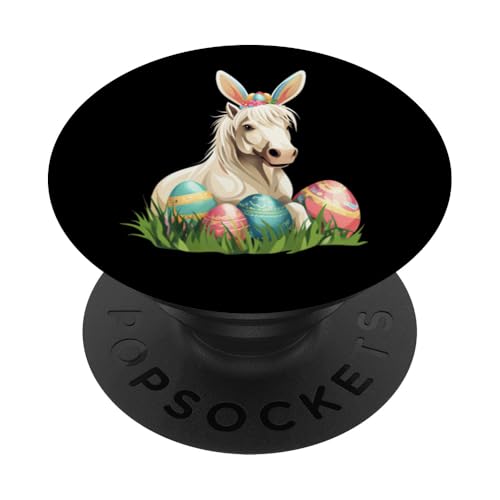 Pferd Pferd mit Hasenohren Ostereier lustiges festliches Geschenk PopSockets Klebender PopGrip von Fun & Festive Easter Animals
