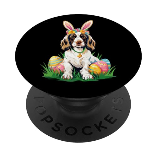 Springer Spaniel Hund mit Hasenohren Ostereier lustiges Geschenk PopSockets Klebender PopGrip von Fun & Festive Easter Animals