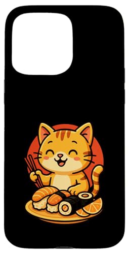 Katze Sushi Cartoon Japan Sonne Anime Kawaii Manga Hülle für iPhone 15 Pro Max von Fun