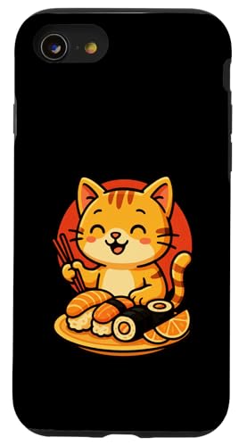 Katze Sushi Cartoon Japan Sonne Anime Kawaii Manga Hülle für iPhone SE (2020) / 7 / 8 von Fun