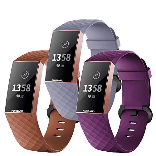 FunBand Armband für Fitbit Charge 3/Charge 4, weiches Silikonband, Ersatzband, verstellbar, Sport-Zubehör für Smartwatch Fitbit Charge 3/Charge 4 von FunBand