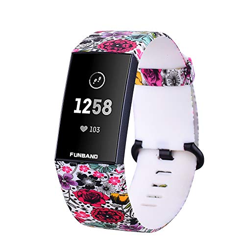 FunBand Kompatibel mit Armband Fitbit Charge 3 Charge 4,Einzigartig Elegant Einstellbar Silikon Sport Wrist Strap Band Armbanduhr Uhrenarmband Schlaufe Armbänder für Charge 4 Charge 3 Smartwatch von FunBand