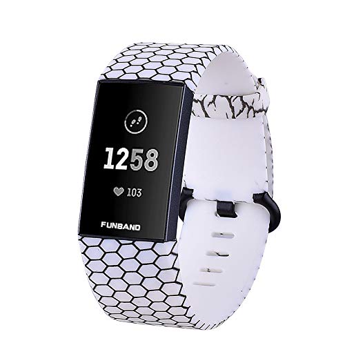 FunBand Kompatibel mit Armband Fitbit Charge 3 Charge 4,Einzigartig Elegant Einstellbar Silikon Sport Wrist Strap Band Armbanduhr Uhrenarmband Schlaufe Armbänder für Charge 4 Charge 3 Smartwatch von FunBand