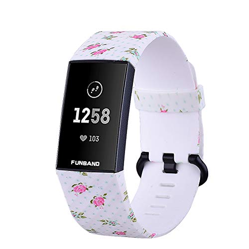 FunBand Kompatibel mit Armband Fitbit Charge 3 Charge 4,Einzigartig Elegant Einstellbar Silikon Sport Wrist Strap Band Armbanduhr Uhrenarmband Schlaufe Armbänder für Charge 4 Charge 3 Smartwatch von FunBand