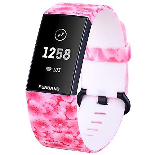 FunBand Kompatibel mit Armband Fitbit Charge 3 Charge 4,Einzigartig Elegant Einstellbar Silikon Sport Wrist Strap Band Armbanduhr Uhrenarmband Schlaufe Armbänder für Charge 4 Charge 3 Smartwatch von FunBand