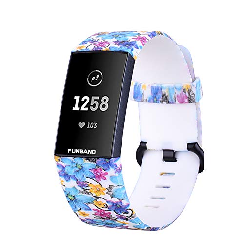 FunBand Kompatibel mit Armband Fitbit Charge 3 Charge 4,Einzigartig Elegant Einstellbar Silikon Sport Wrist Strap Band Armbanduhr Uhrenarmband Schlaufe Armbänder für Charge 4 Charge 3 Smartwatch von FunBand