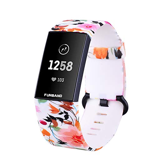 FunBand Kompatibel mit Armband Fitbit Charge 3 Charge 4,Einzigartig Elegant Einstellbar Silikon Sport Wrist Strap Band Armbanduhr Uhrenarmband Schlaufe Armbänder für Charge 4 Charge 3 Smartwatch von FunBand