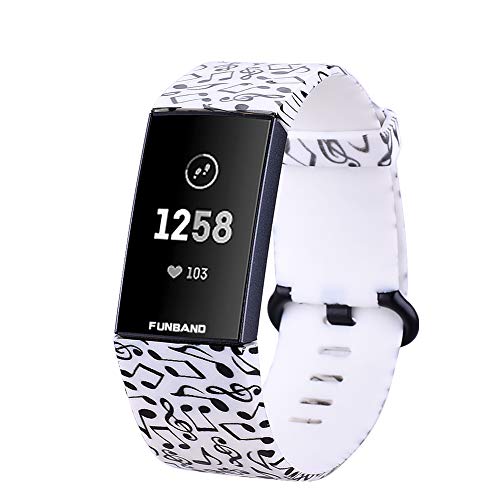 FunBand Kompatibel mit Armband Fitbit Charge 3 Charge 4,Einzigartig Elegant Einstellbar Silikon Sport Wrist Strap Band Armbanduhr Uhrenarmband Schlaufe Armbänder für Charge 4 Charge 3 Smartwatch von FunBand